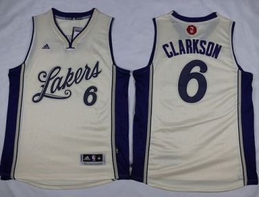 Los Angeles Lakers #6 Jordan Clarkson White 2015-2016 Christmas Day Stitched NBA Jersey