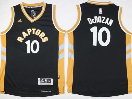 Youth Toronto Raptors #10 DeMar DeRozan Black Gold Stitched NBA Jersey