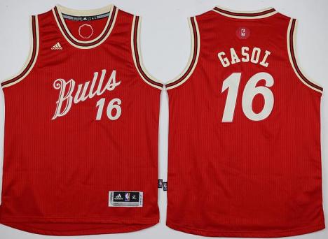 Youth Chicago Bulls #16 Pau Gasol Red 2015-2016 Christmas Day Stitched NBA Jersey