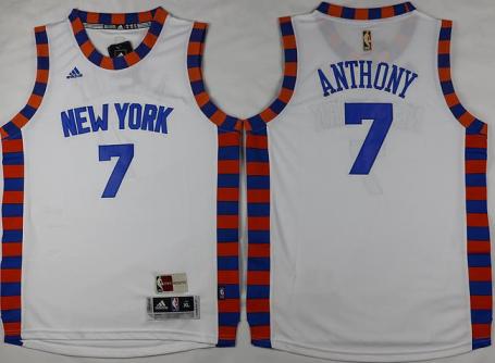 Youth New York Knicks #7 Carmelo Anthony White Hardwood Classics Stitched NBA Jersey