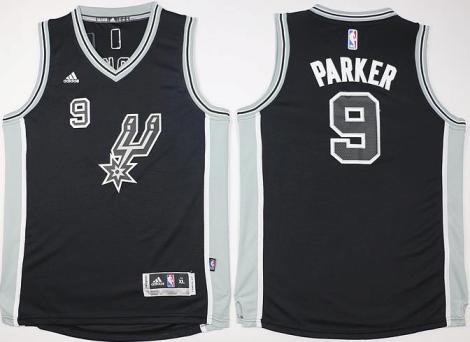 Youth San Antonio Spurs 9# Tony Parker Black Revolution 30 Swingman NBA Jerseys