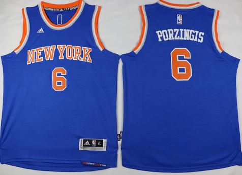 Youth New York Knicks #6 Kristaps Porzingis Blue Stitched NBA Jersey