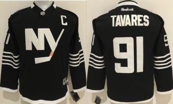 Youth Islanders #91 John Tavares Black Alternate Stitched NHL Jersey