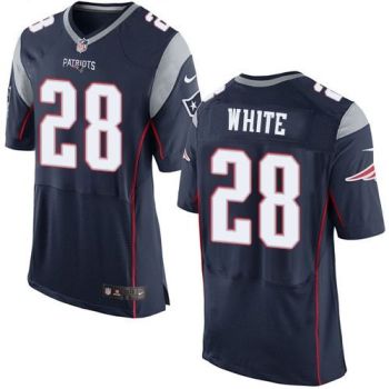 Nike New England Patriots #28 James White Navy Blue Team Color Men's Stitched NFL New Elite Jersey