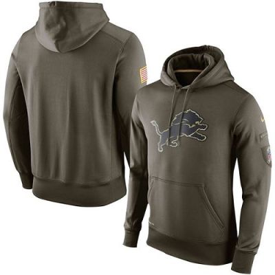 Men's Detroit Lions Nike Olive Salute To Service KO Performance Hoodie