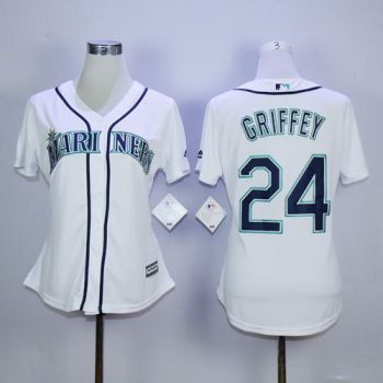 Women's Mariners #24 Ken Griffey White Fashion Stitched Baseball Jersey
