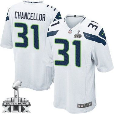 Nike Seattle Seahawks #31 Kam Chancellor White Super Bowl XLIX Men's Stitched NFL Game Jersey