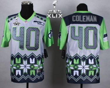 Nike Seattle Seahawks #40 Derrick Coleman Grey Super Bowl XLIX Men's Stitched NFL Elite Noble Fashion Jersey