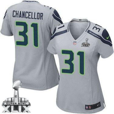 Women's Nike Seattle Seahawks #31 Kam Chancellor Grey Alternate Super Bowl XLIX Stitched NFL Jersey