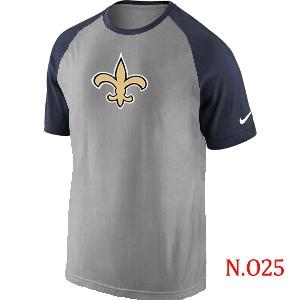 Mens New Orleans Saints Ash Tri Big Play Raglan T-Shirt Grey- Navy