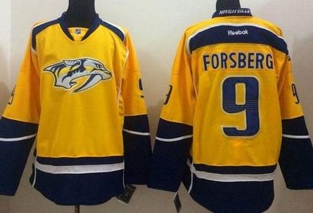 Nashville Predators #9 Filip Forsberg Yellow Home Stitched NHL Jersey