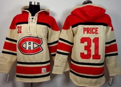 Montreal Canadiens #31 Carey Price Cream Sawyer Hooded Sweatshirt Stitched NHL Jersey