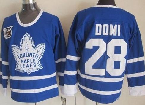 Toronto Maple Leafs #28 Tie Domi Blue 75th CCM Throwback Stitched NHL Jersey