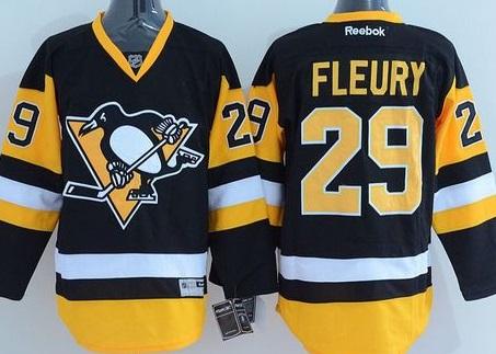 Pittsburgh Penguins #29 Andre Fleury Black Alternate Stitched NHL Jersey