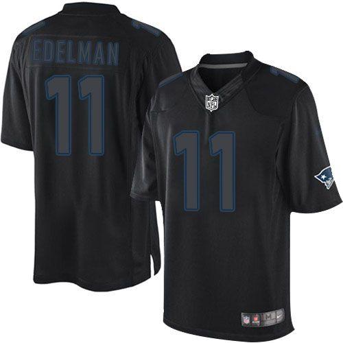 Nike New England Patriots #11 Julian Edelman Black Men's Stitched NFL Impact Limited Jersey