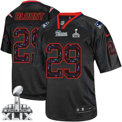 Nike New England Patriots #29 LeGarrette Blount New Lights Out Black Super Bowl XLIX Men's Stitched NFL Elite Jersey