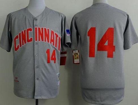 Cincinnati Reds #14 Pete Rose Grey Mitchell And Ness 1969 Throwback Stitched Baseball Jersey