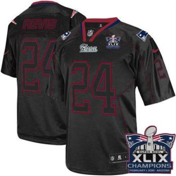 New England Patriots #24 Darrelle Revis Lights Out Black Super Bowl XLIX Champions Patch Men's Stitched NFL Elite Jersey