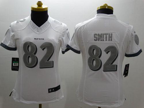 Women's Nike Baltimore Ravens #82 Torrey Smith White Stitched NFL Limited Platinum Jersey