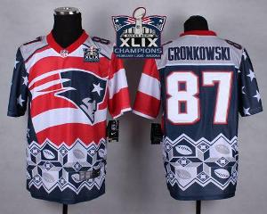 New England Patriots #87 Rob Gronkowski Navy Blue Super Bowl XLIX Champions Patch Men's Stitched NFL Elite Noble Fashion Jersey
