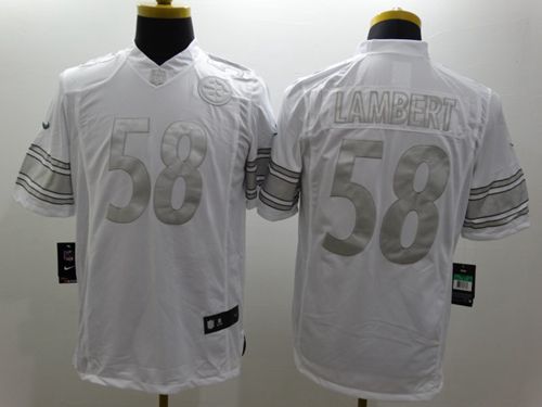 Nike Pittsburgh Steelers #58 Jack Lambert White Men's Stitched NFL Limited Platinum Jersey