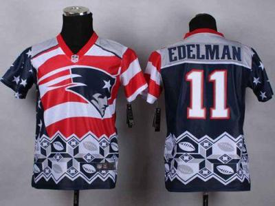 Youth Nike Patriots #11 Julian Edelman Navy Blue Stitched NFL Elite Noble Fashion Jersey