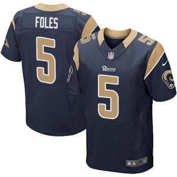 Nike St Louis Rams #5 Nick Foles Navy Blue Team Color Men's Stitched NFL Elite Jersey