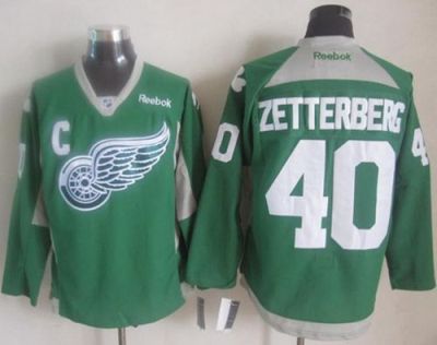 Red Wings #40 Henrik Zetterberg Green Practice Stitched NHL Jersey