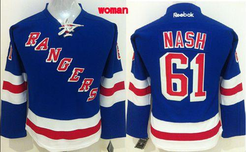 Women's New York Rangers #61 Rick Nash Blue Home Stitched NHL Jersey