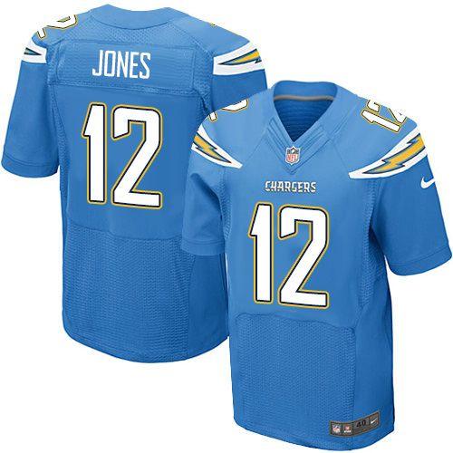 Nike San Diego Chargers #12 Jacoby Jones Electric Blue Alternate Men's Stitched Elite NFL Jerseys