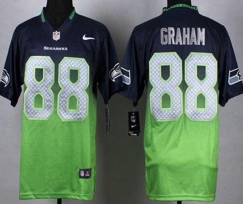 Nike Seattle Seahawks #88 Jimmy Graham Steel Blue Green Elite Fadeaway Fashion NFL Jerseys