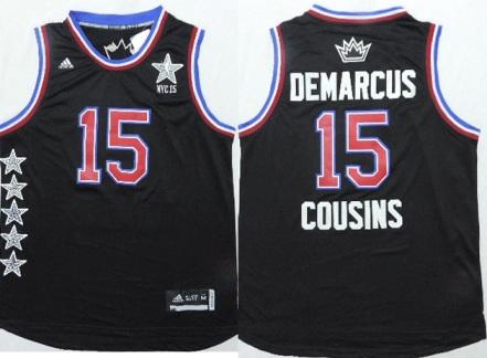 2015 NBA All-Star Western Conference Sacramento Kings 15 DeMarcus Cousins Black Stitched NBA Jersey