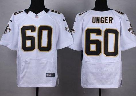 Nike New Orleans Saints #60 Max Unger White Men's Stitched NFL Elite Jersey