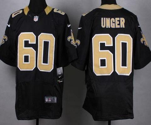 Nike New Orleans Saints #60 Max Unger Black Team Color NFL Elite Jersey