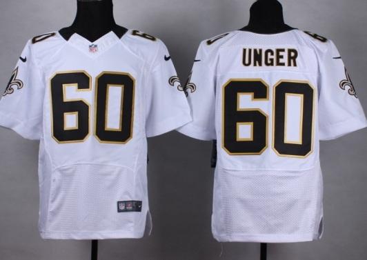 Nike New Orleans Saints #60 Max Unger White Stitched NFL Elite Jersey