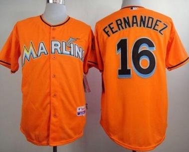 Florida Marlins #16 Jose Fernandez Orange Alternate 1 Stitched Baseball Jersey