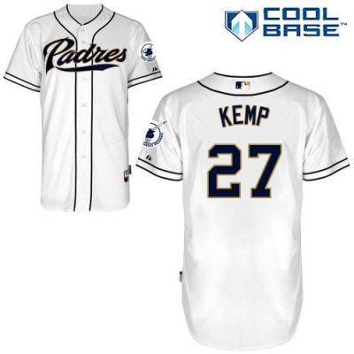 San Diego Padres #27 Matt Kemp White Cool Base Stitched Baseball Jersey