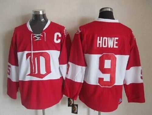 Detroit Red Wings #9 Gordie Howe Red Winter Classic CCM Throwback Stitched NHL Jersey