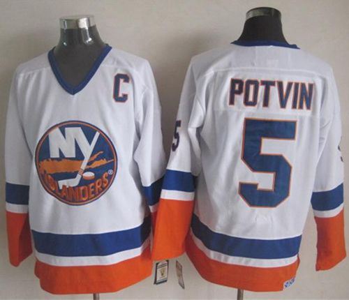 New York Islanders #5 Denis Potvin White CCM Throwback Stitched NHL Jersey