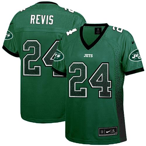 Women's Nike New York Jets #24 Darrelle Revis Green Stitched NFL Elite Drift Fashion Jersey