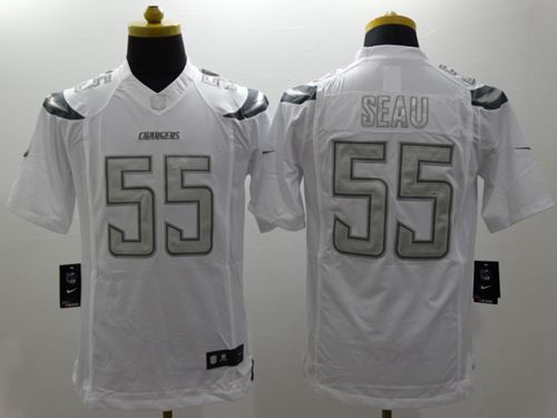 Nike San Diego Chargers #55 Junior Seau White Men's Stitched NFL Limited Platinum Jersey