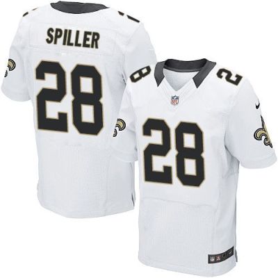Nike New Orleans Saints #28 C.J. Spiller White Men's Stitched NFL Elite Jersey
