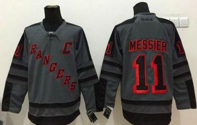 New York Rangers #11 Mark Messier Charcoal Cross Check Fashion Stitched NHL Jersey