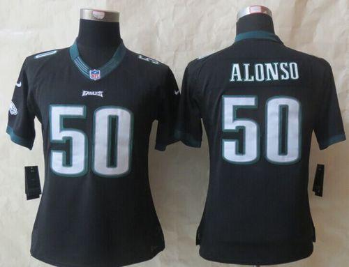 Women's Nike Philadelphia Eagles #50 Kiko Alonso Black Stitched NFL Limited Jersey