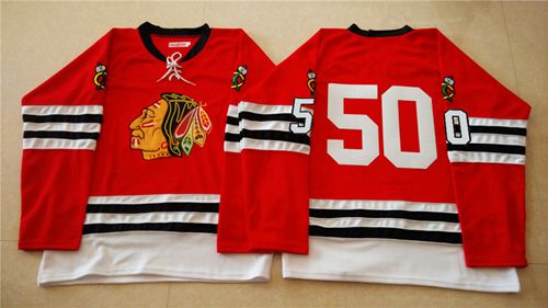 Chicago Blackhawks #50 Corey Crawford Red Mitchell And Ness 1960-61 Stitched NHL Jersey