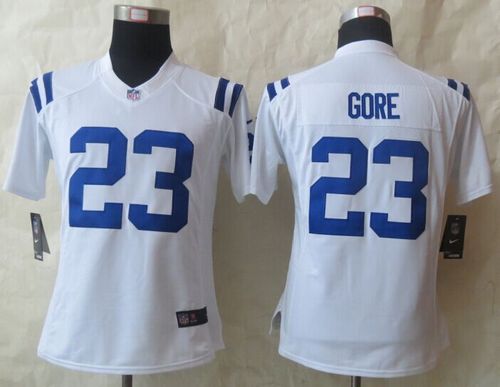 Women's Nike Indianapolis Colts #23 Frank Gore White Stitched NFL Limited Jersey