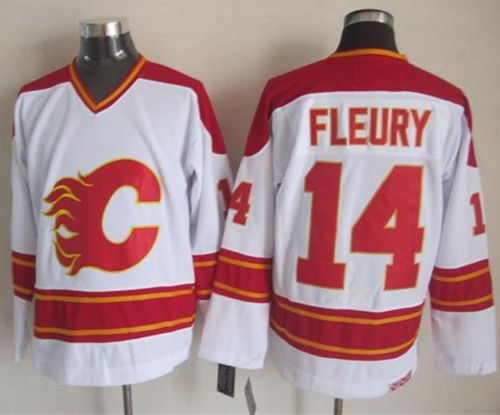 Calgary Flames #14 Theoren Fleury White CCM Throwback Stitched NHL Jersey