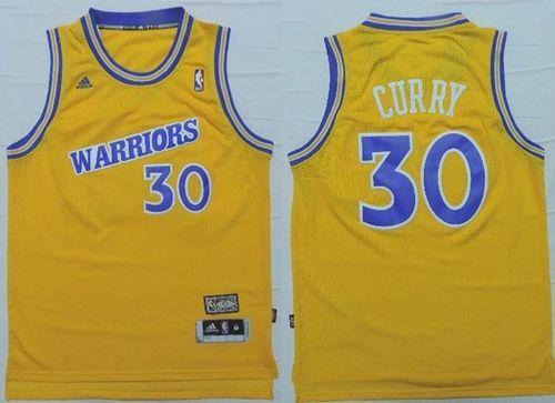 Golden State Warriors #30 Stephen Curry Gold Throwback Stitched NBA Jersey
