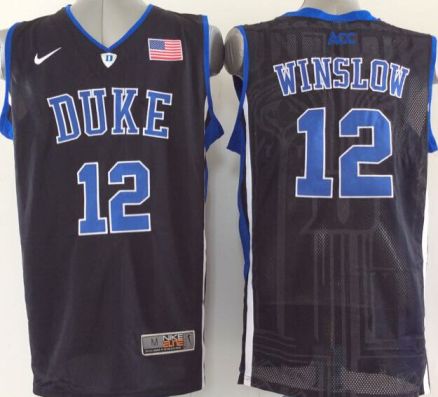 Duke Blue Devils #12 Justise Winslow Black Basketball Stitched NCAA Jersey