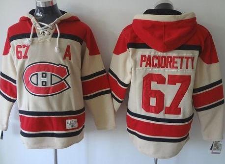 Montreal Canadiens #67 Max Pacioretty Cream Sawyer Hooded Sweatshirt Stitched NHL Jersey